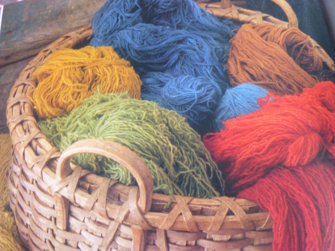 Basket of hand dyed wool yarn