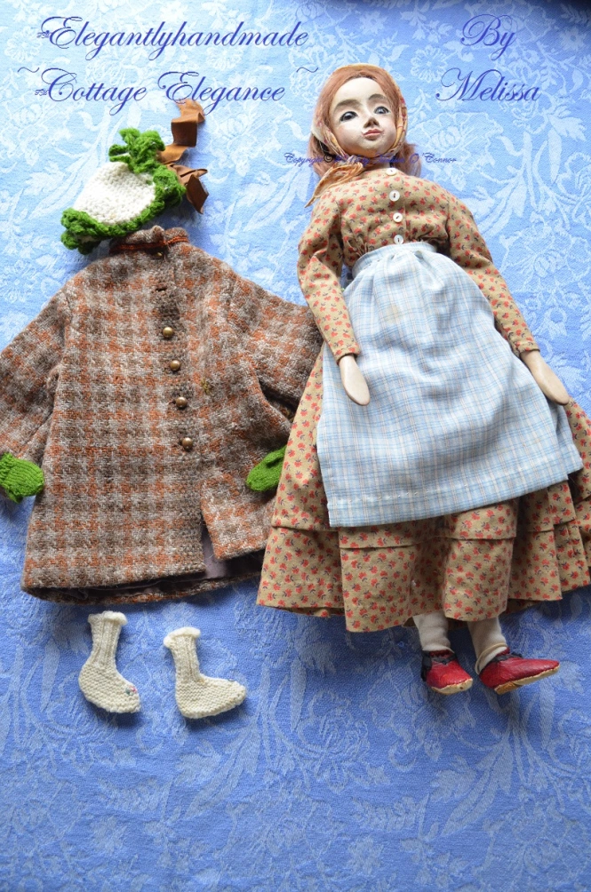 Lucinda 1860 winter wardrobe for dolls hand stitched doll clothing Tasha Tudors dolls Cottage Elegance Dolls doll collectors art dolls 